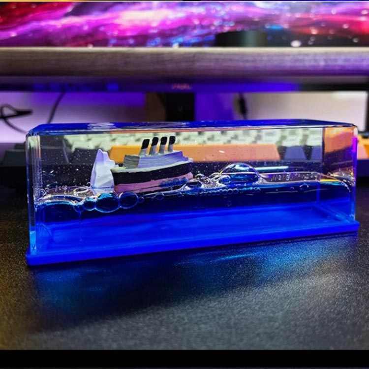 Liquid Wave Cruise Ship Decoration - Titanic & Iceberg Showpiece for Home Décor, Car Dashboard, Paperweight & Gifting